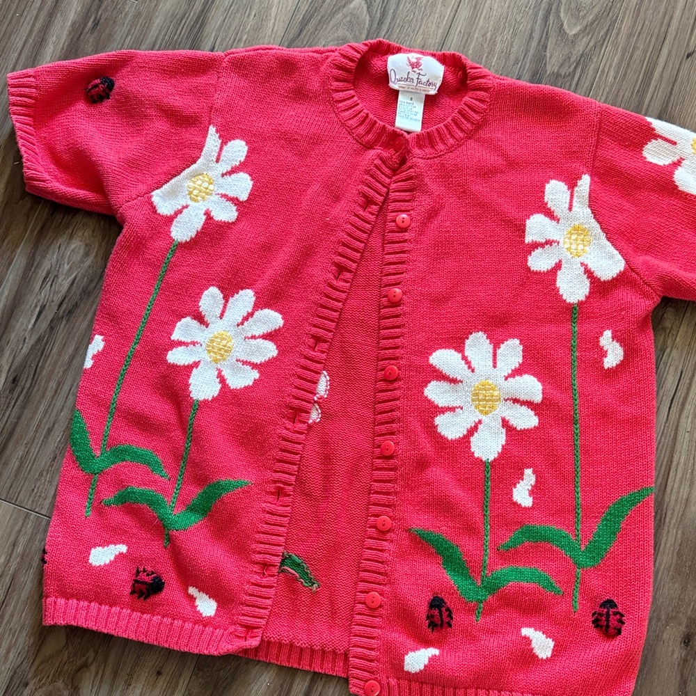 Quacker Factory Red Floral Cardigan